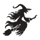 Flying Witch with Wild Hair Embroidery Design, Instant Download