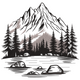 Forest Lake Nature Scene Embroidery Design V2, Instant Download