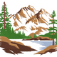 Forest Lake Nature Scene Embroidery Design, Instant Download