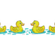 Four Baby Ducks in Water Line Embroidery Design, Instant Download