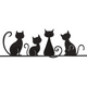 Four Cats Silhouette Line Embroidery Design, Instant Download