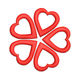Four Heart Clover Embroidery Design, Instant Download