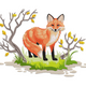 Fox Woodland Embroidery Design, Forest Fox Machine Embroidery Pattern
