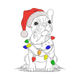 French Bulldog Wrapped in Festive Lights Embroidery Design, Instant Download