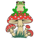 Frog on Mushroom Embroidery Design, Instant Download
