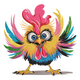 Fun Colorful Chicken Embroidery Design, Instant Download