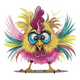 Fun Colorful Chicken Embroidery Design, Farm Animal Machine Embroidery Pattern, Instant Download