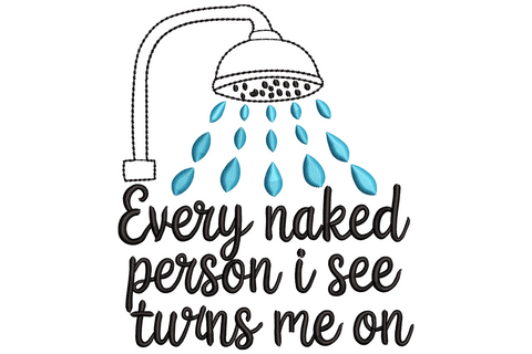 Funny bathroom quote embroidery design with bold mixed lettering in 2 colours, humorous text layout, suitable for towels and gift projects.