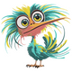 Funny Bird Embroidery Design, Cartoon Crazy Bird Embroidery