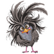 Funny Bird with Crazy Hair Embroidery Design, Instant Download