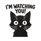 Funny Black Cat Watching You Embroidery Design, Cat Machine Embroidery, Instant Download