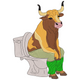 Funny Bull on Toilet Embroidery Design V2, Instant Download