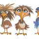 Funny Cartoon Bird Trio Embroidery Design, Instant Download