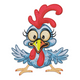 Funny Cartoon Chicken Embroidery Design, Farm Animal Machine Embroidery Pattern, Instant Download