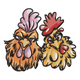 Funny Chicken Couple Embroidery Design, Instant Download