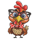 Funny Chicken with Glasses Embroidery Design, Instant Download