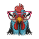 Funny Chicken with Glasses Embroidery Design, Machine Embroidery Pattern, Instant Download
