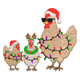 Funny Christmas Chicken Family Embroidery Design, Instant Download
