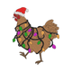 Funny Christmas Chicken Wrapped in Lights Embroidery Design, Instant Download