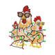 Funny Christmas Chickens with Lights Embroidery Design, Festive Farm Holiday Pattern