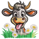 Funny Cow with Tongue Out Embroidery Design, Instant Download