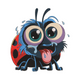 Funny Ladybug Cartoon Embroidery Design, Instant Download
