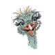 Funny Ostrich Head Embroidery Design, Humorous Bird Machine Embroidery Pattern, Instant Download