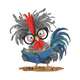 Funny Reading Rooster Embroidery Design, Instant Download