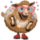 Funny Sheep with Glasses Embroidery Design, Instant Download