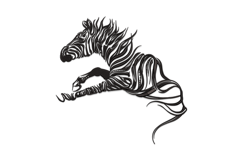 Galloping horse line art embroidery design with dense black satin fill and flowing hair, mid-gallop silhouette on kraft canvas tote, single colour matte black thread.
