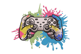 Gaming Controller Splash Embroidery Design, Instant Download