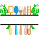 Garden Tools Shelf Border Split Embroidery Design, Instant Download