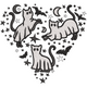 Ghost Cats Halloween Heart Embroidery Design, Instant Download