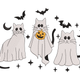 Ghost Cats Halloween, Machine Embroidery Pattern, Instant Download