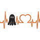 Ghost Heartbeat Embroidery Design, Halloween EKG Pattern, Instant Download
