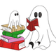 Ghost Reading Books Embroidery Design, Instant Download