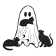 Ghost With Cats Halloween Embroidery Design, Instant Download