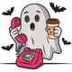 Ghost on the Phone Embroidery Design, Funny Halloween Machine Embroidery Pattern, Instant Download