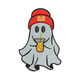 Ghost with Red Hat & Iced Drink Embroidery Design, Instant Download
