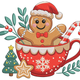 Gingerbread Cookie in Christmas Cup Embroidery Design, Holiday Mug Machine Embroidery Pattern, Instant Download
