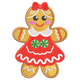 Gingerbread Girl Embroidery Design, Red Dress Holiday Cookie Pattern, Instant Download