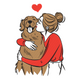 Girl Hugging Dog Embroidery Design, Instant Download