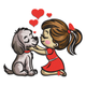 Girl Hugging Puppy Cute Love Embroidery Design, Instant Download
