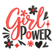 Girl Power Embroidery Design, Bold Script Daisy Heart Pattern, Instant Download