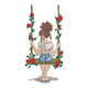 Girl on Swing with Roses Embroidery Design, Floral Fashion Download