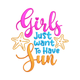 Girls Just Want to Have Fun Embroidery Design, Summer Beach Kids Machine Embroidery Pattern, Instant Download
