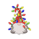 Christmas Gnome Wrapped in Colorful Lights Embroidery Design, Instant Download