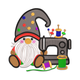 Gnome Sewing Embroidery Design, Sewing Gnome Quilter Pattern, Instant Download
