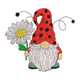 Ladybug Gnome with Daisy Embroidery Design, Spring Bee Garden Pattern, Instant Download