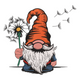 Gnome with Dandelion Embroidery Design, Instant Download